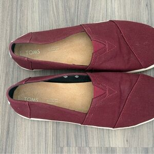 TOMS Alpargata Burgundy Canvas Women Slip Ons size 11